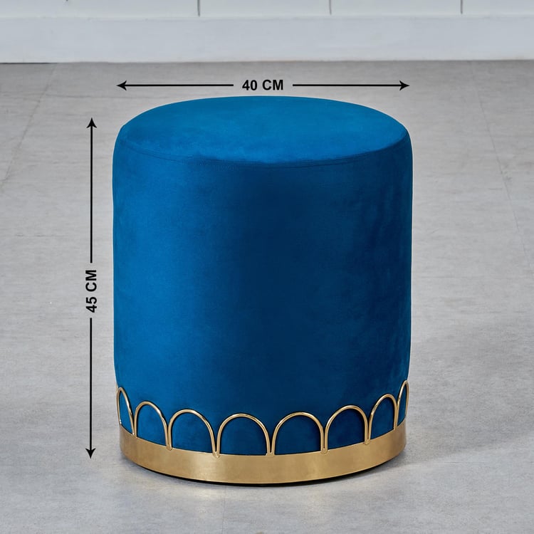 Flora Fabric Pouffe - Blue