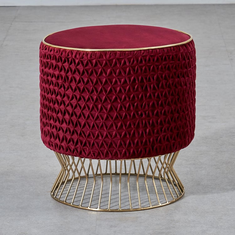 Floreena Fabric  Ottoman - Maroon