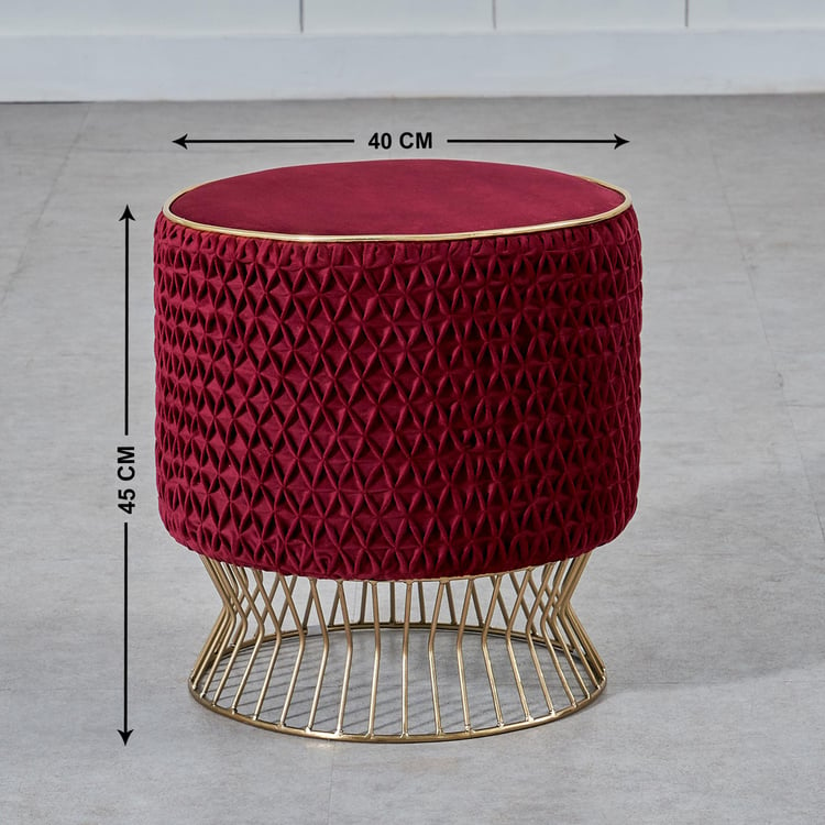 Floreena Fabric  Ottoman - Maroon