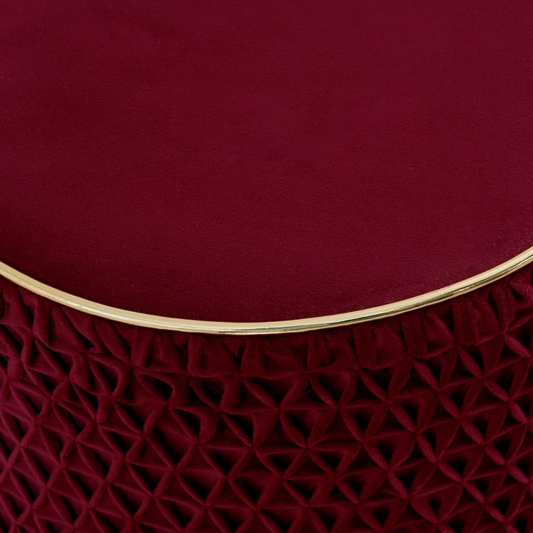 Floreena Fabric  Ottoman - Maroon