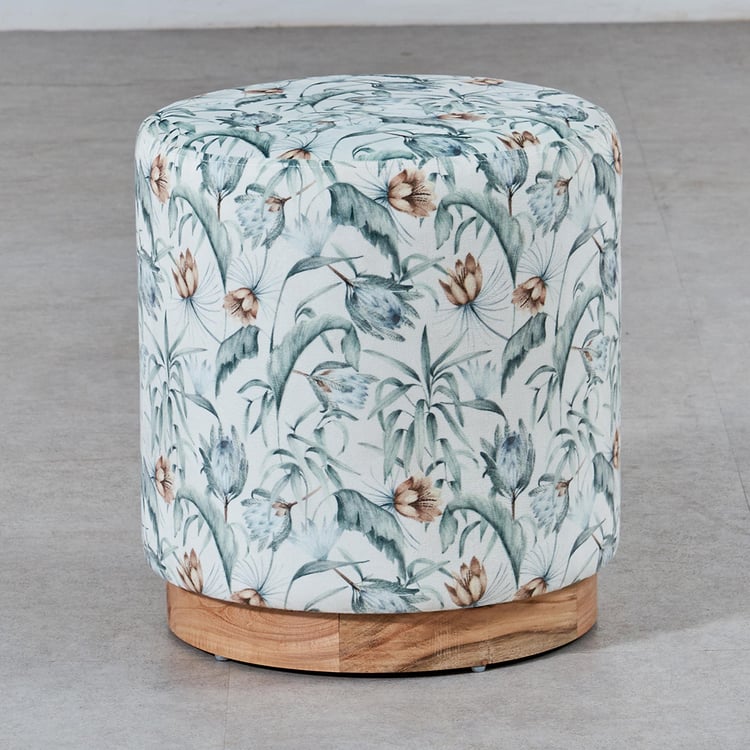 Hibiscus Fabric Pouffe - Green