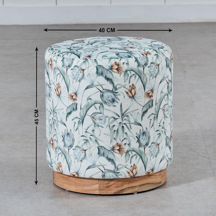 Hibiscus Fabric Pouffe - Green