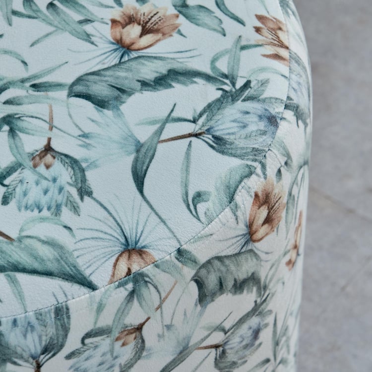 Hibiscus Fabric Pouffe - Green