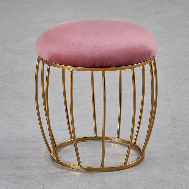 Helios Anthea Fabric Stool - Gold and Pink