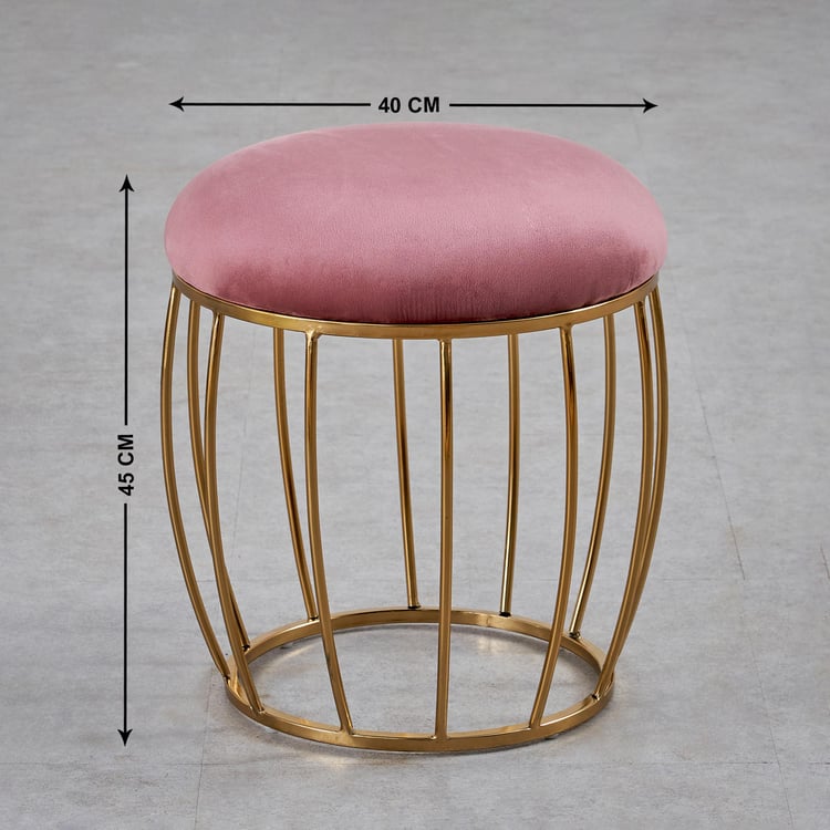 Helios Anthea Fabric Stool - Gold and Pink