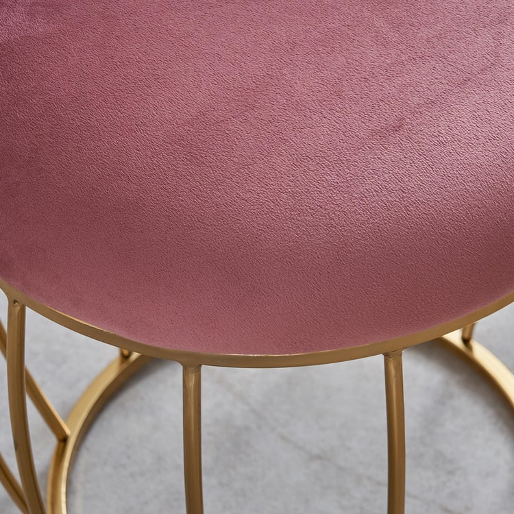 Helios Anthea Fabric Stool - Gold and Pink