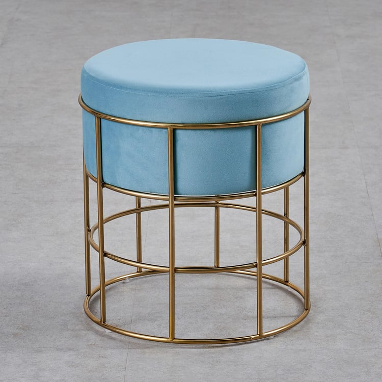 Diamond Fabric Stool - Blue