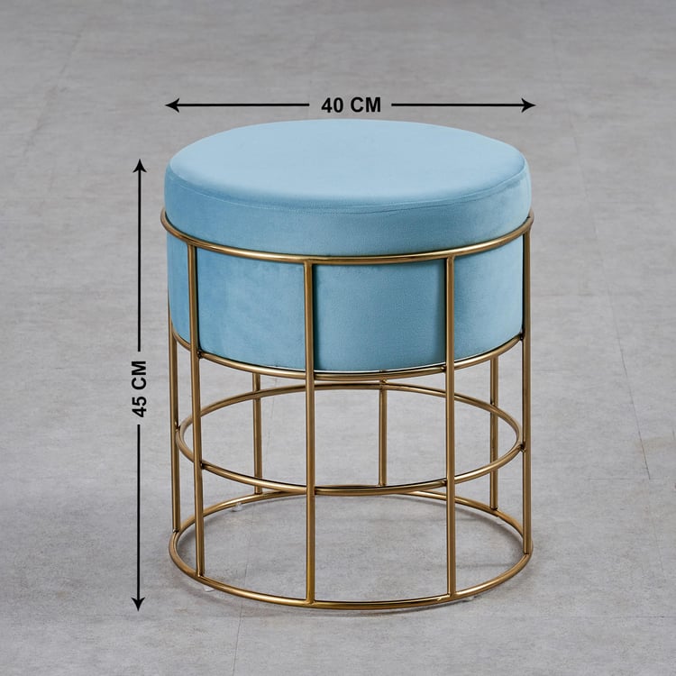 Diamond Fabric Stool - Blue