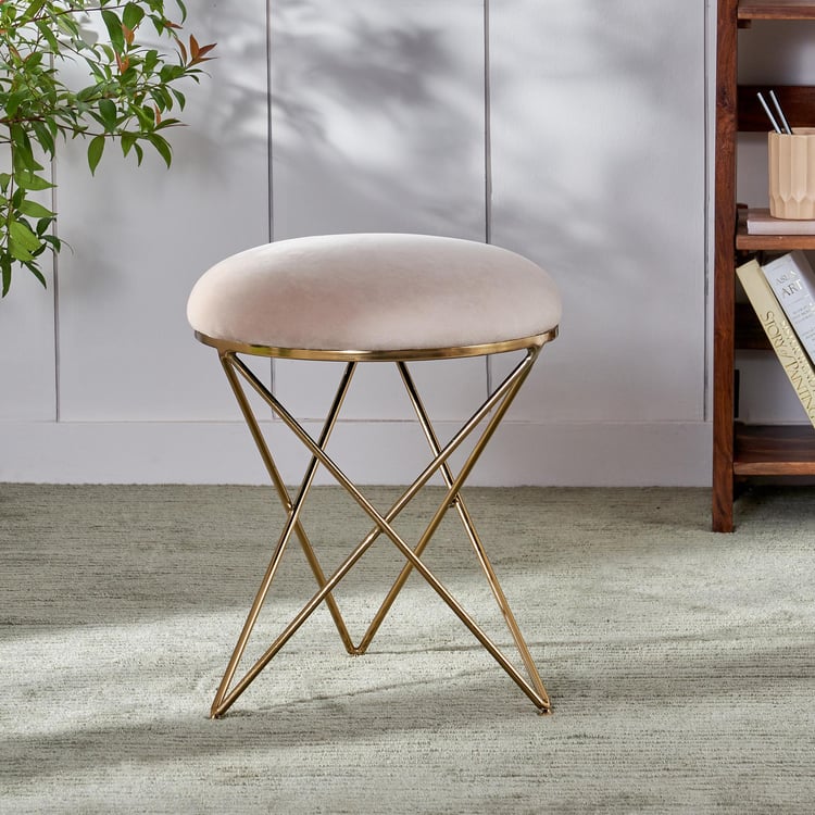 Helios Emmy Fabric Stool - Beige