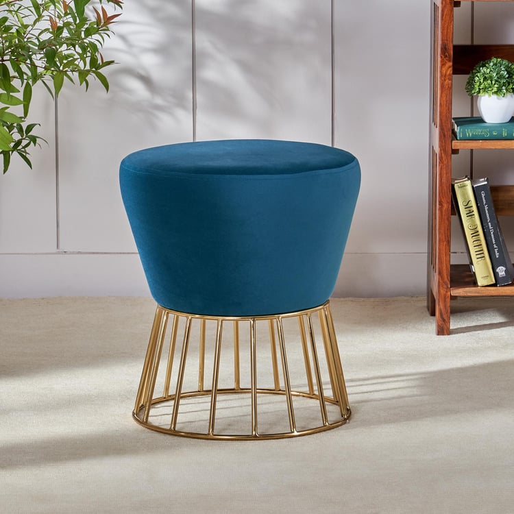 Helios Mindy Fabric Stool - Gold and Blue