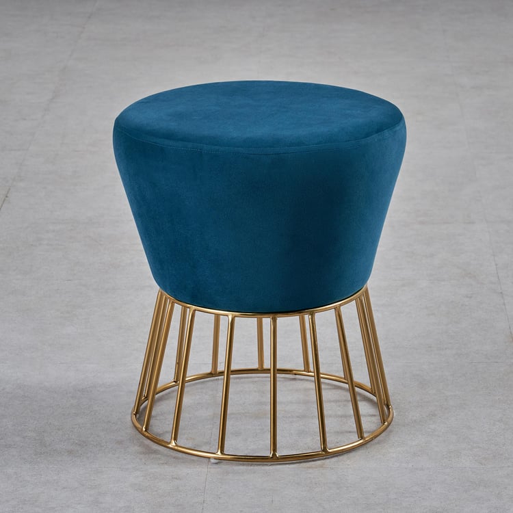 Helios Mindy Fabric Stool - Gold and Blue