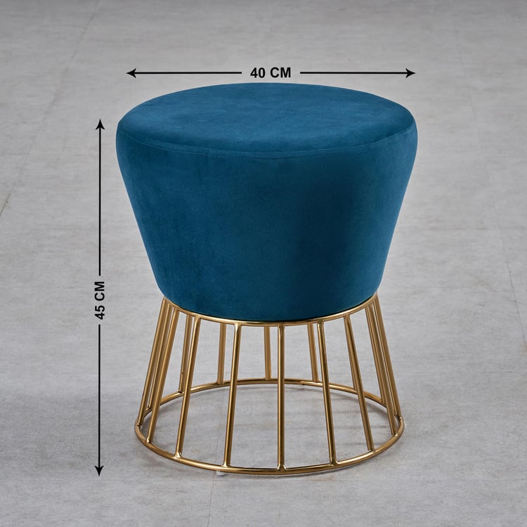 Helios Mindy Fabric Stool - Gold and Blue