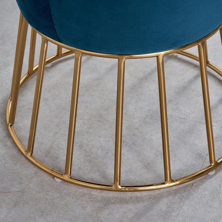 Helios Mindy Fabric Stool - Gold and Blue