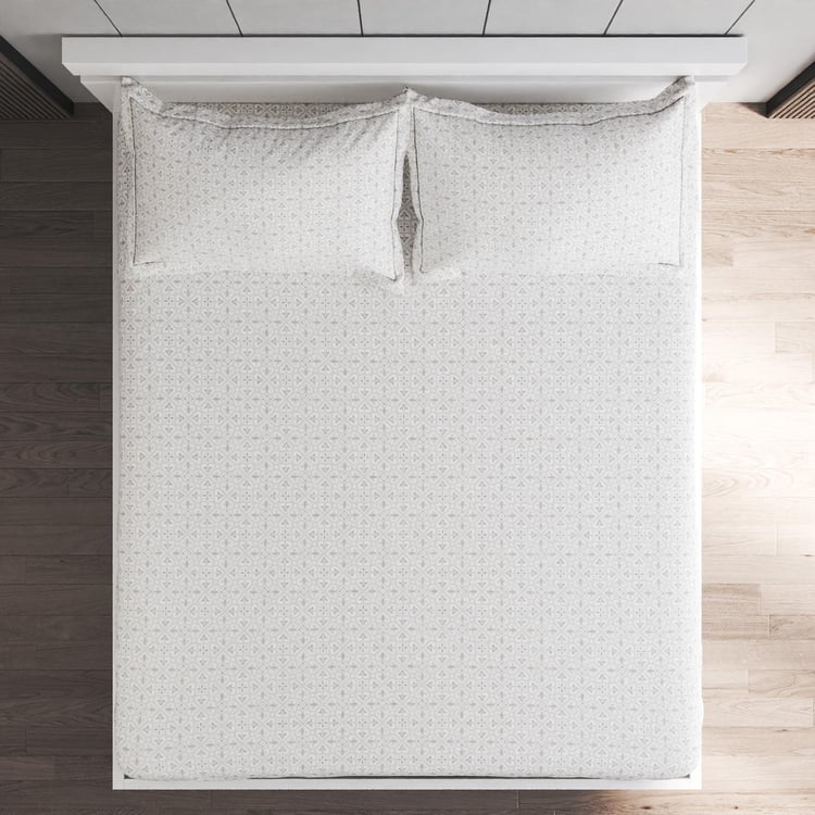 Grandeur Cotton 300TC Printed 3Pcs King Fitted Bedsheet Set