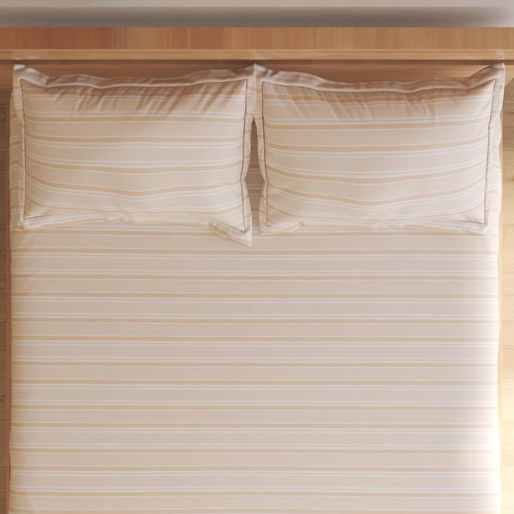 Grandeur Cotton 300TC Striped 3Pcs King Fitted Bedsheet Set