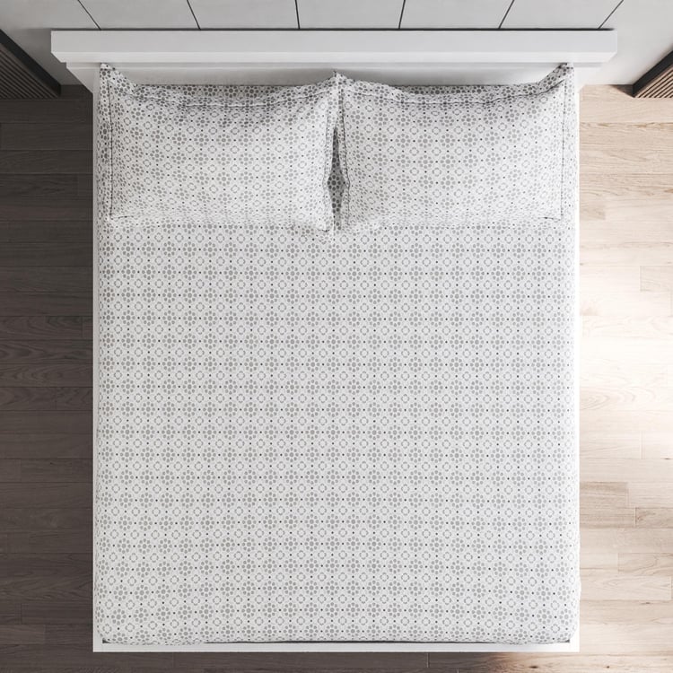 Grandeur Cotton 200TC Printed 3Pcs Super King Bedsheet Set