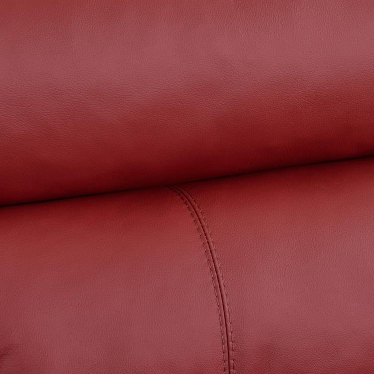 Winchester Half Leather 1-Seater Sofa - Burgundy