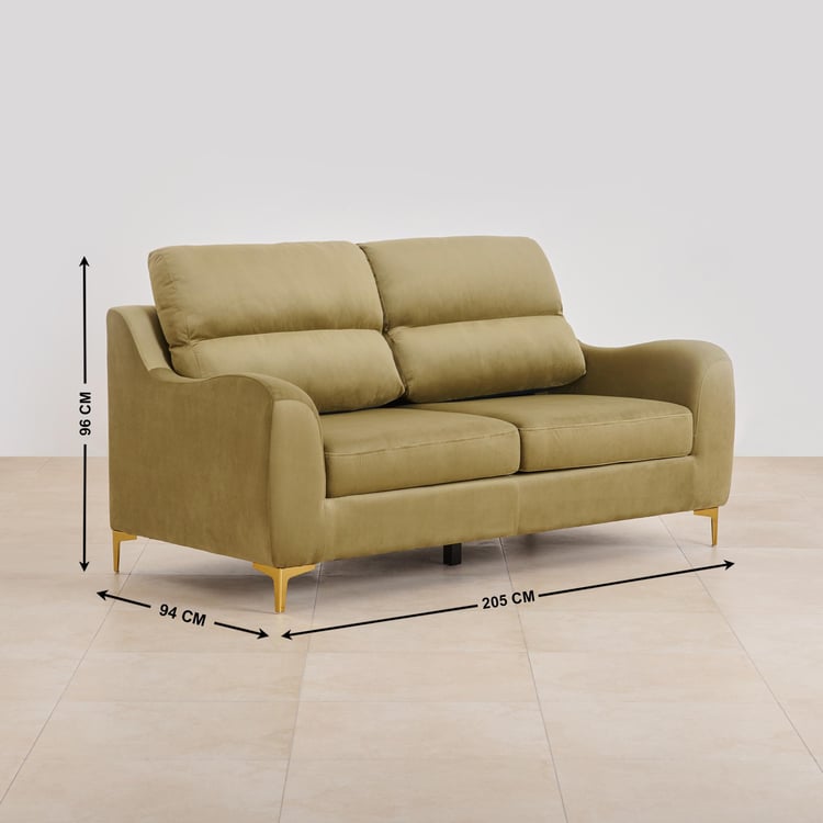 Bianca Velvet 3-Seater Sofa - Olive