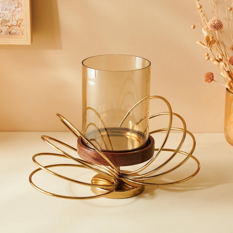Splendid Dastkari Glass Hurricane Candle Holder with Butterfly Base