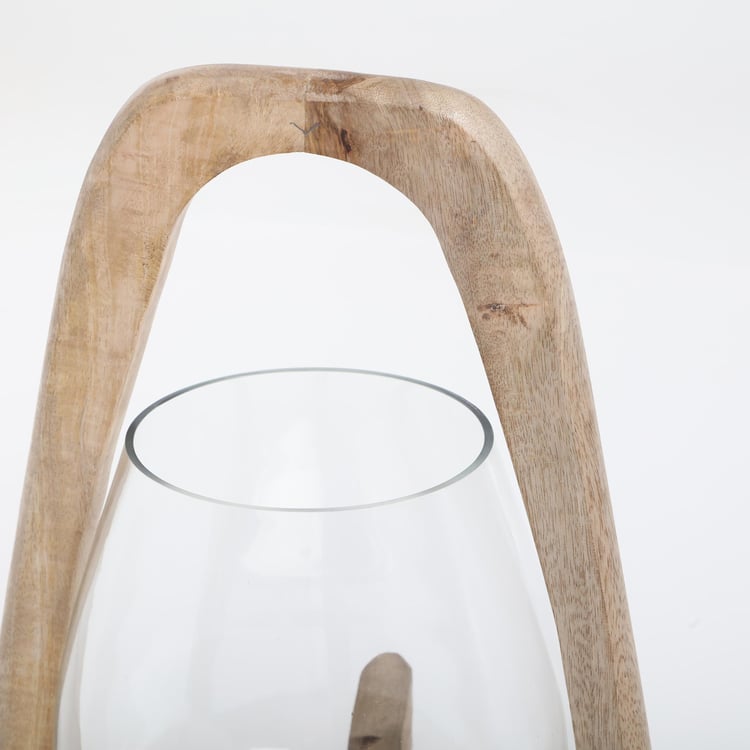 Selena Glass T-Light Holder with Wooden Stand