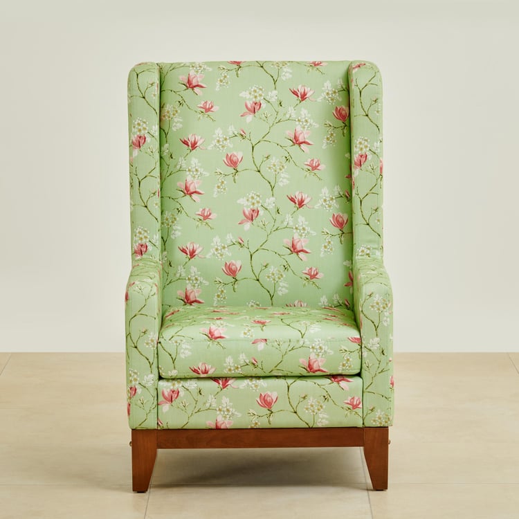 Cane Connection Fabric Wing Chair - Green