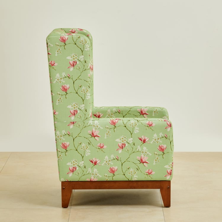 Cane Connection Fabric Wing Chair - Green