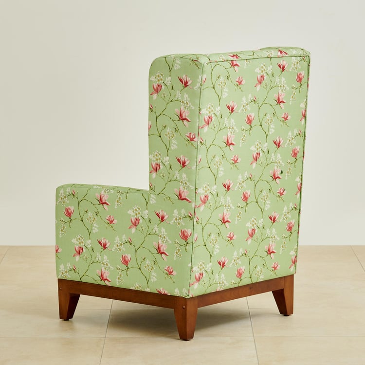 Cane Connection Fabric Wing Chair - Green