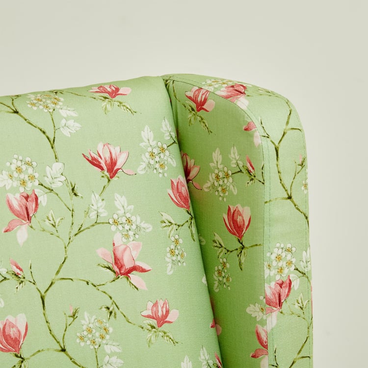 Cane Connection Fabric Wing Chair - Green