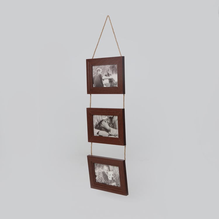 Sepia Set of 3 Wooden Tiered Photo Frames - 57x20cm