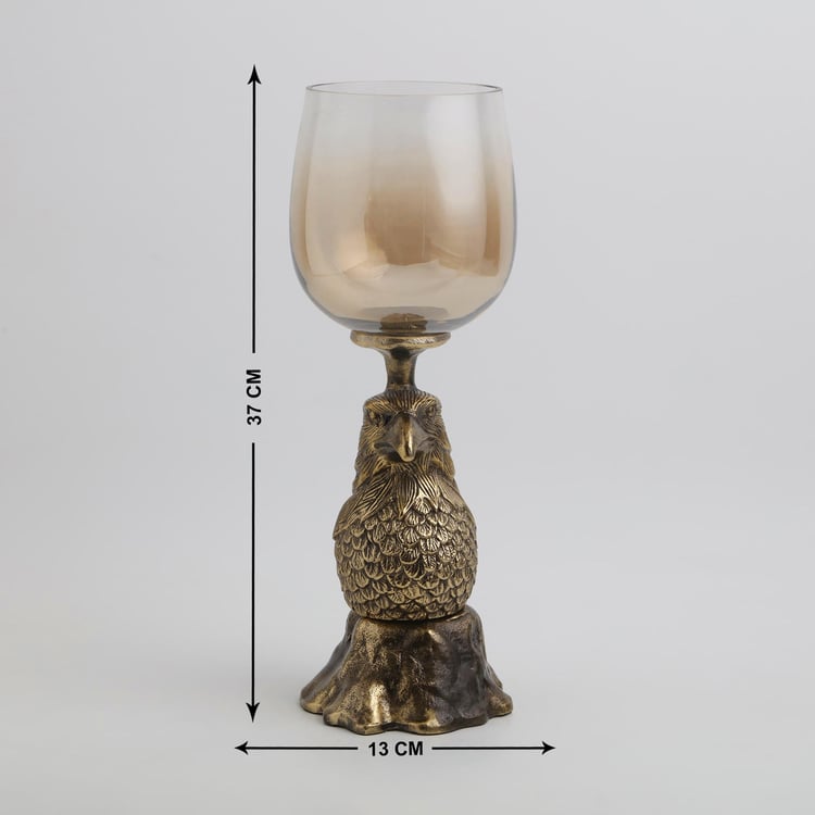 Eternity Vivere Glass Hurricane Candle Holder with Hawk Pedestal