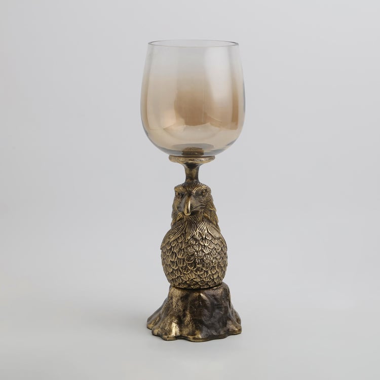 Eternity Vivere Glass Hurricane Candle Holder with Hawk Pedestal