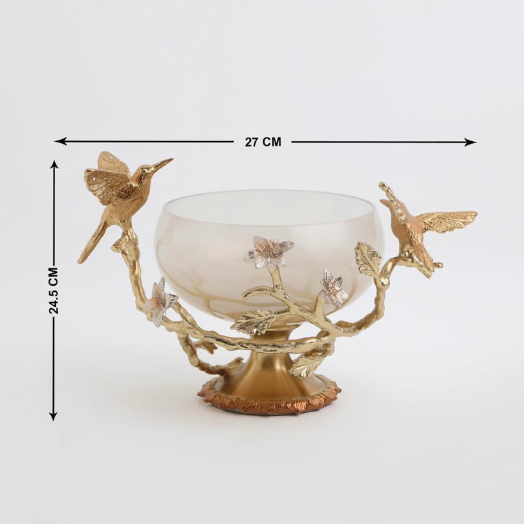 Eternity Vivere Aluminium and Glass Humming Bird Decorative Bowl