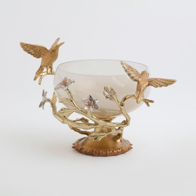 Eternity Vivere Aluminium and Glass Humming Bird Decorative Bowl