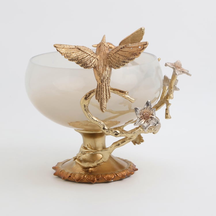 Eternity Vivere Aluminium and Glass Humming Bird Decorative Bowl