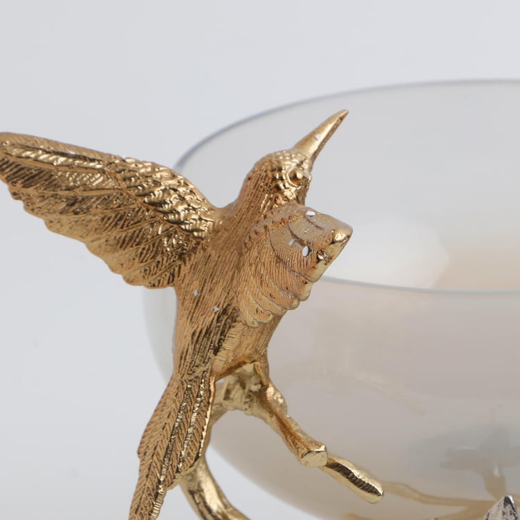 Eternity Vivere Aluminium and Glass Humming Bird Decorative Bowl