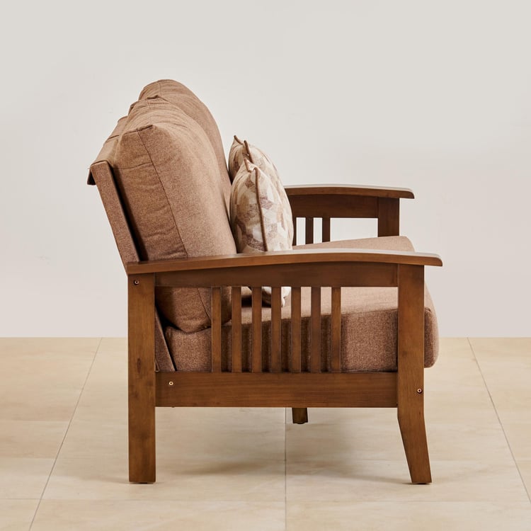 Abby Fabric 3+1+1 Seater Sofa Set with Cushions - Brown
