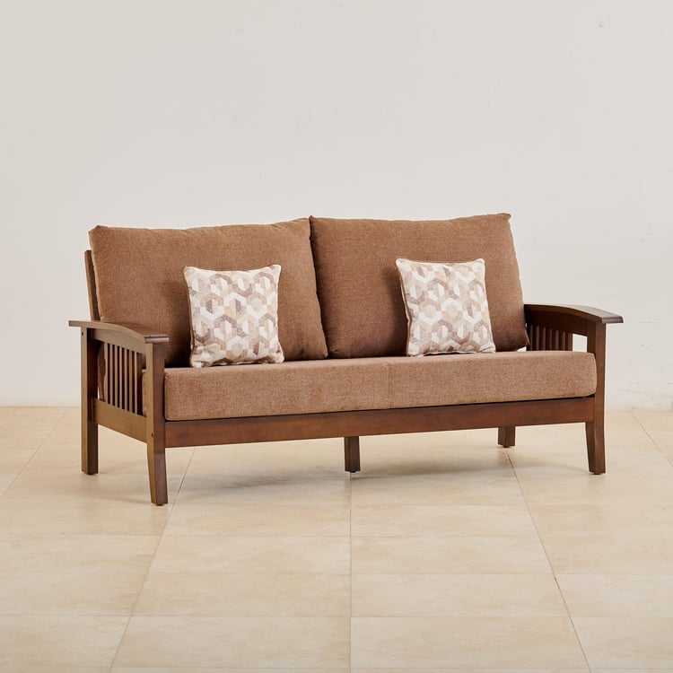 Abby Fabric 3+1+1 Seater Sofa Set with Cushions - Brown