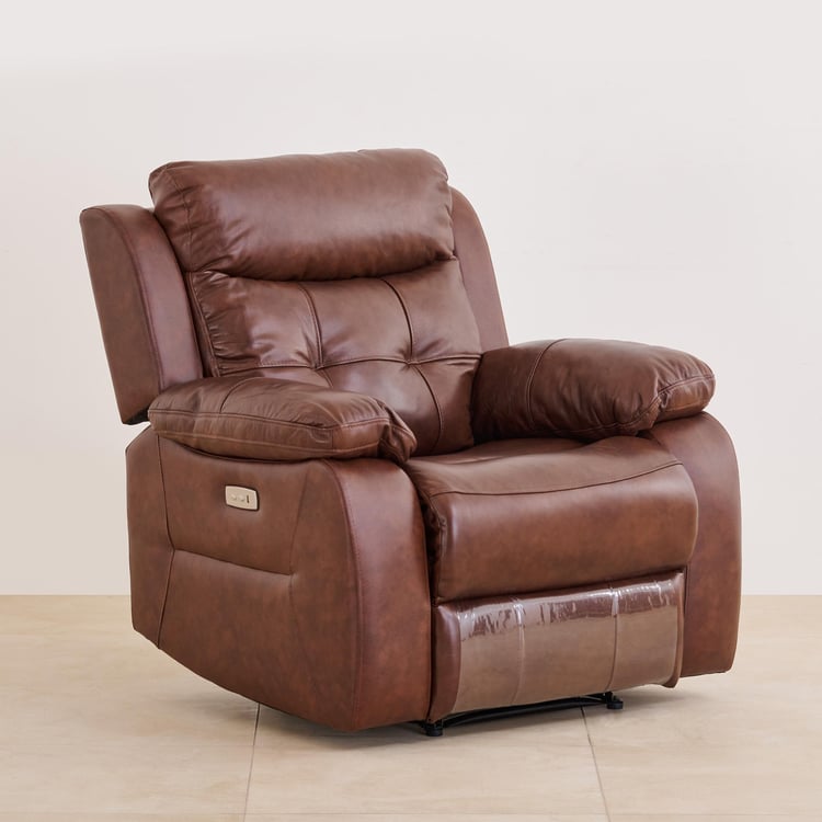 Blake Half Leather 3+2+1 Seater Electric Recliner Set - Brown