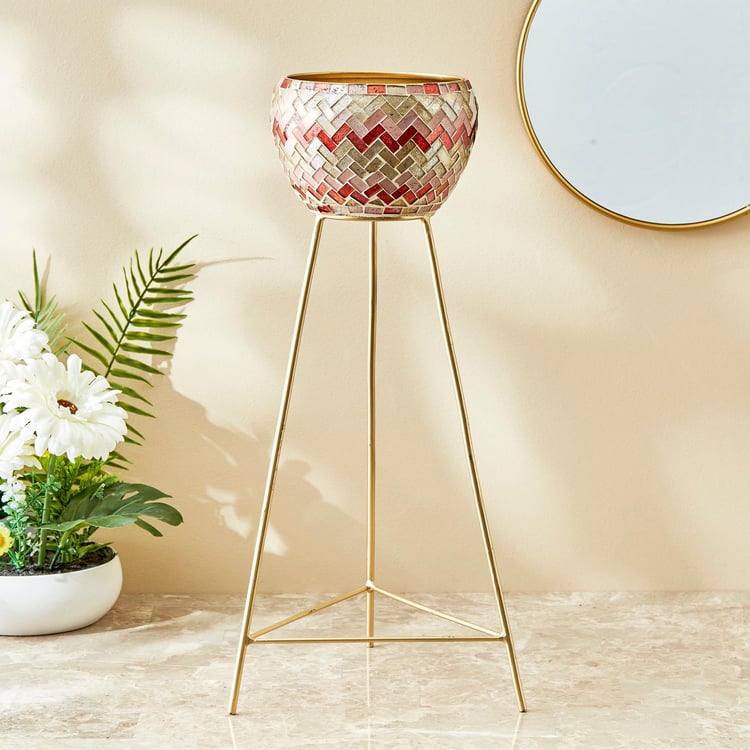 Mabel Glass Mosaic Planter with Stand