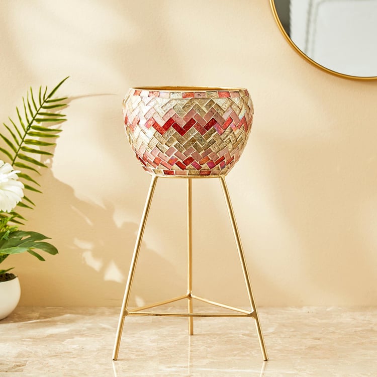 Mabel Glass Mosaic Planter with Stand