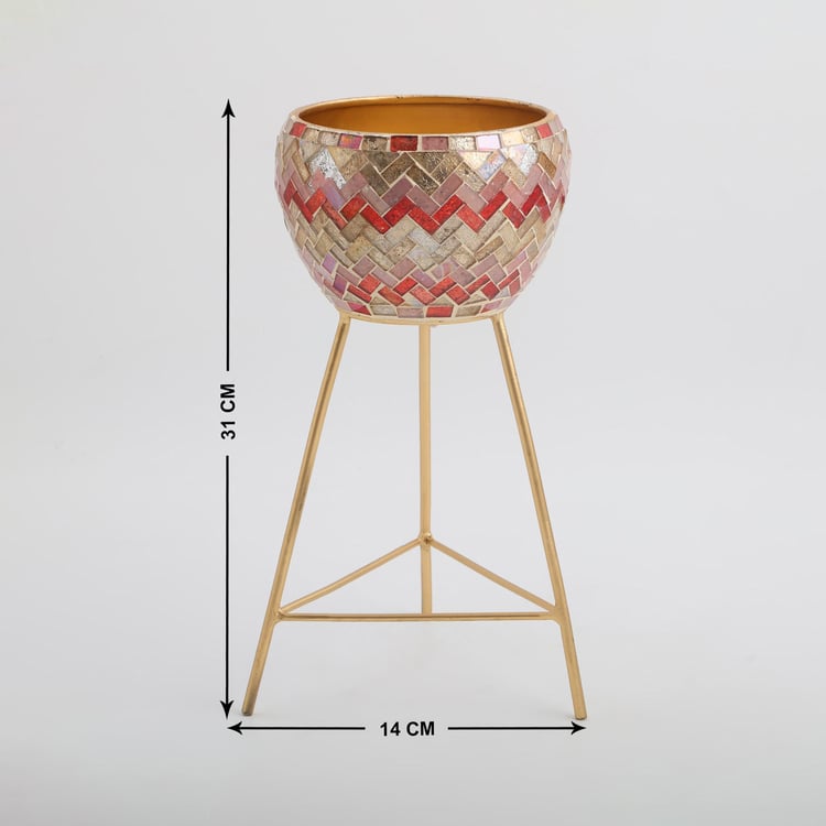 Mabel Glass Mosaic Planter with Stand