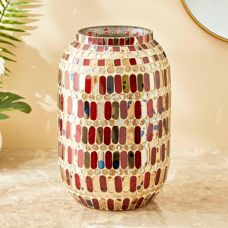 Mabel Decor Glass Mosaic Patterned Hurricane Candle Holder