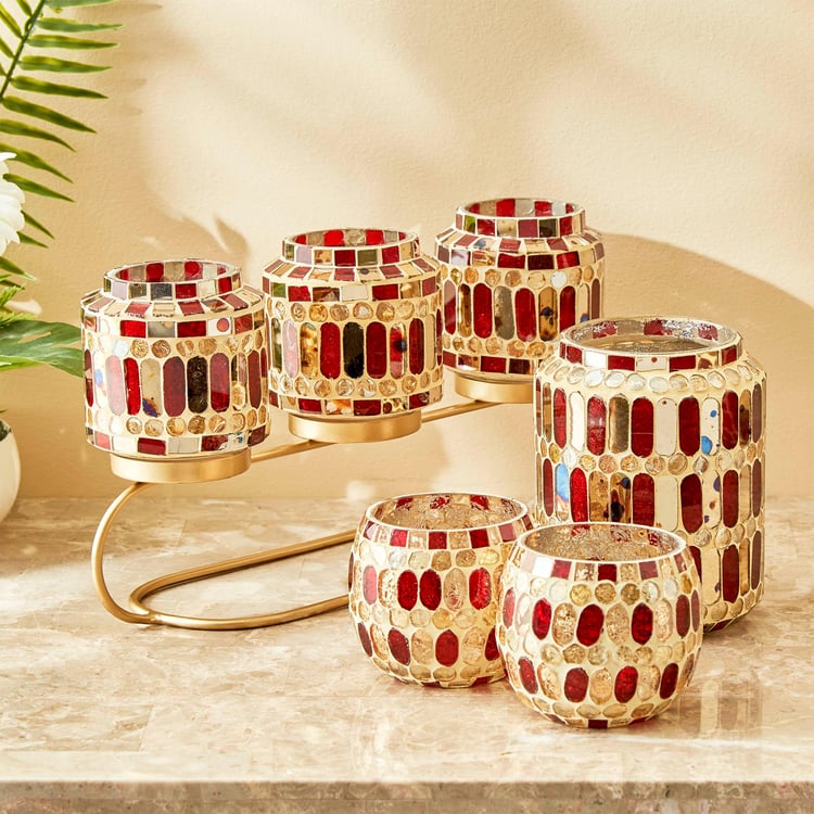 Mabel Glass Mosaic Votive Candle Holder