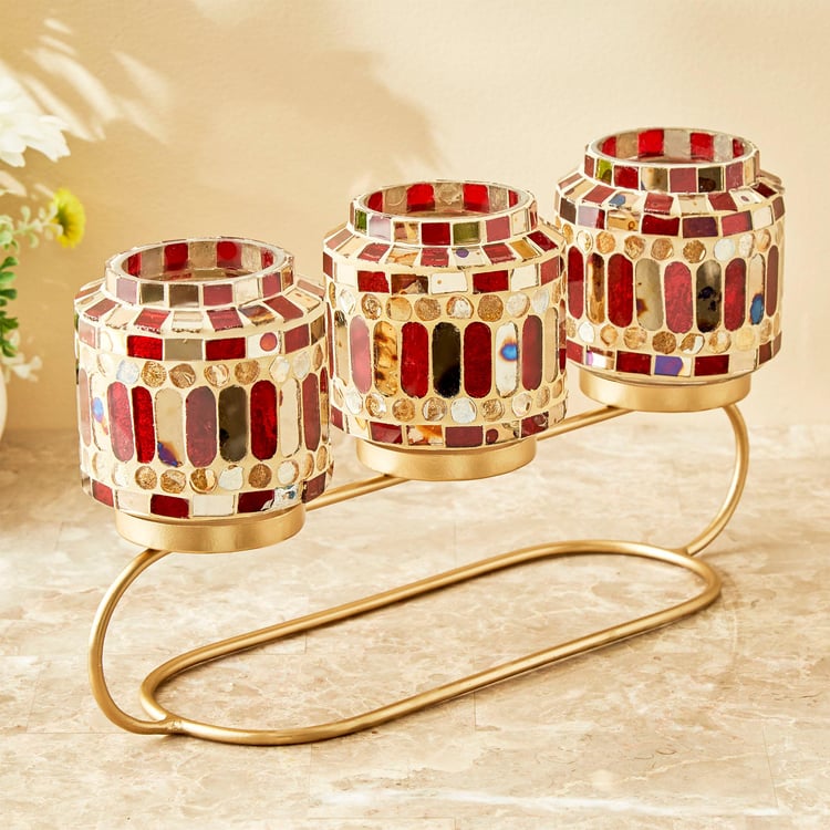 Mabel Decor Glass Mosaic Patterned Multi T-Light Holders