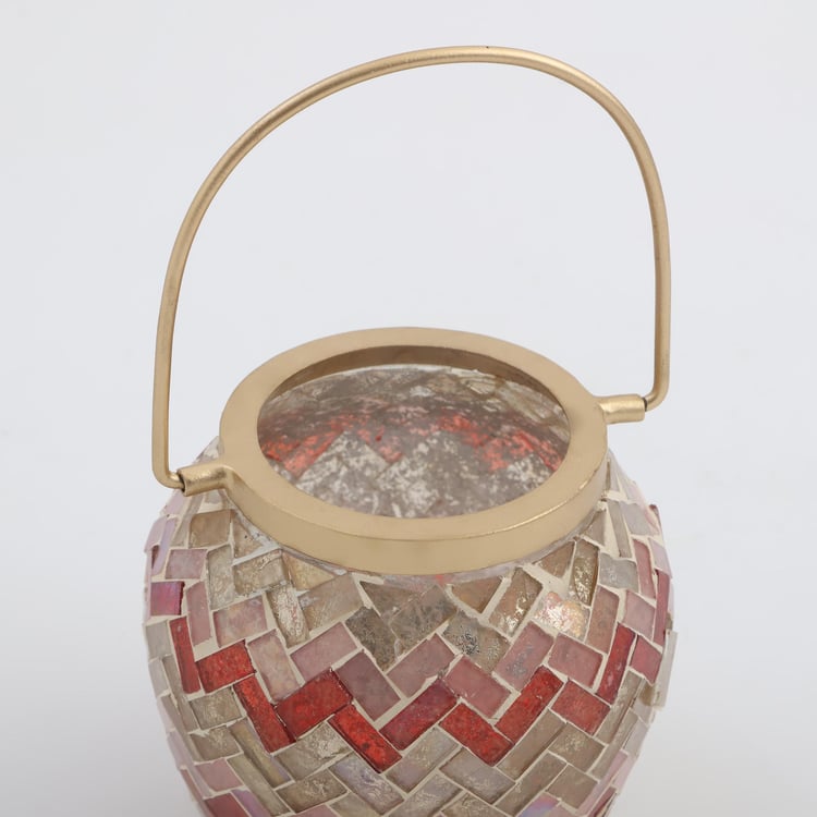 Mabel Decor Glass Zig-Zag Mosaic Patterned Lantern