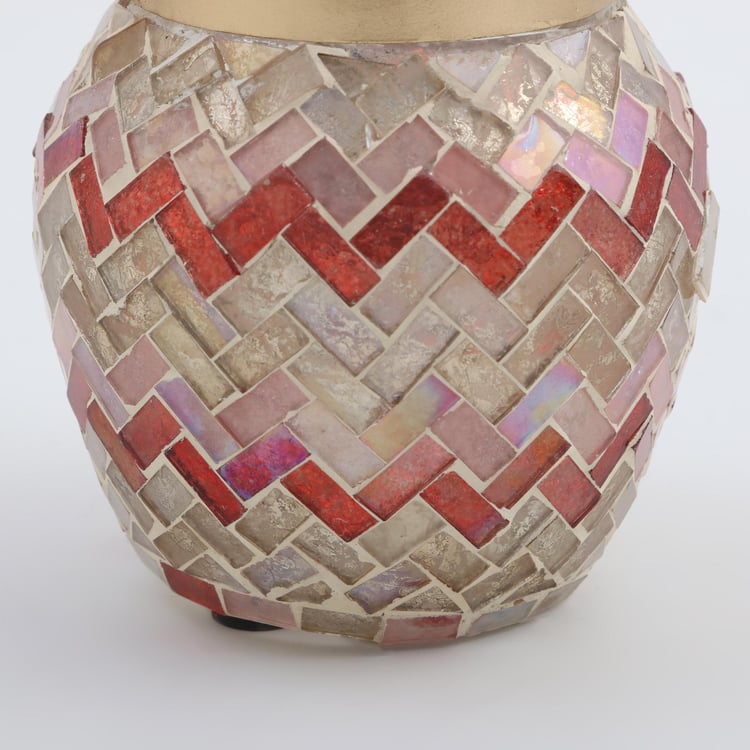 Mabel Decor Glass Zig-Zag Mosaic Patterned Lantern