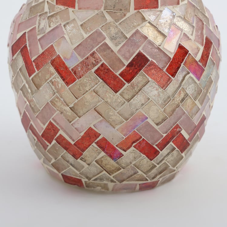 Mabel Decor Glass Zig-Zag Mosaic Patterned Votive Candle Holder