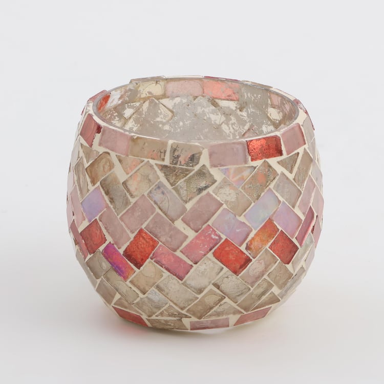 Mabel Decor Set of 2 Glass Mosaic Patterned T-Light Holders