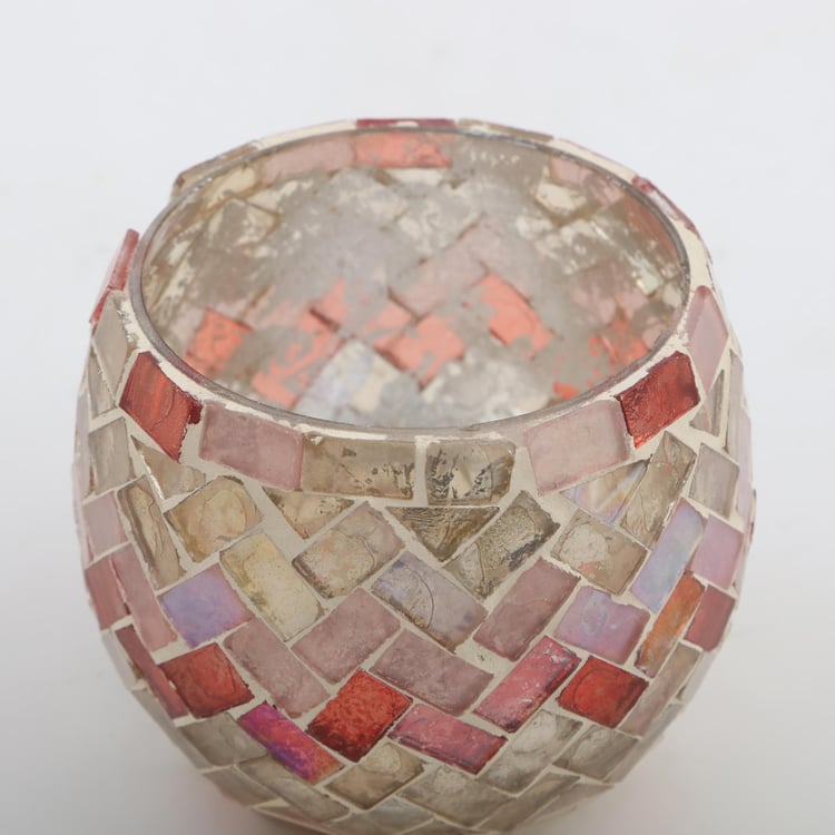 Mabel Decor Set of 2 Glass Mosaic Patterned T-Light Holders