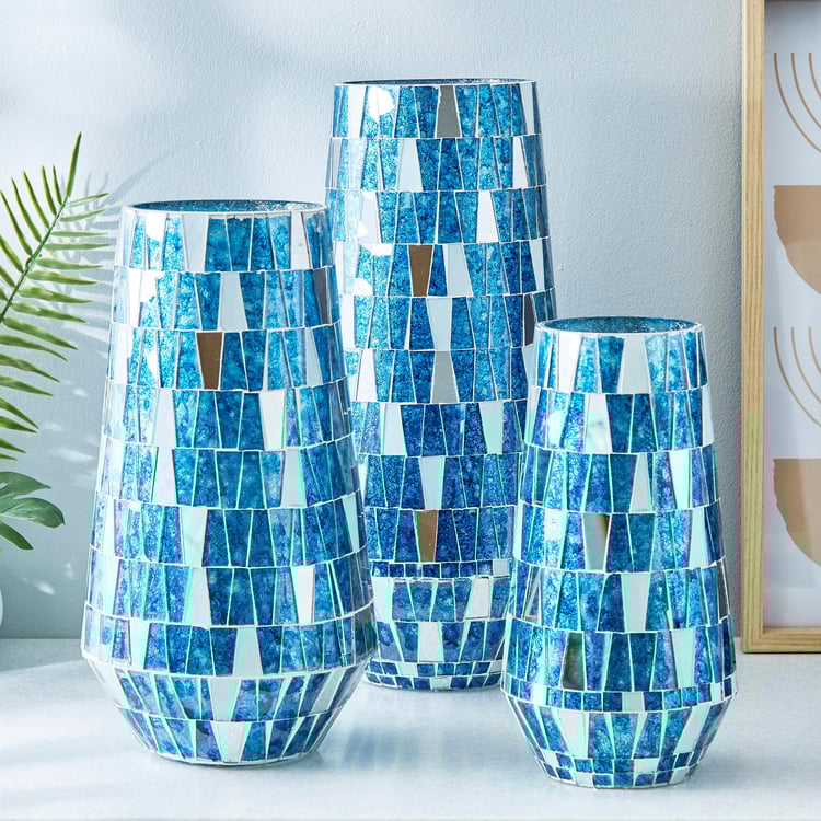 Mabel Decor Glass Tapered Mosaic Vase
